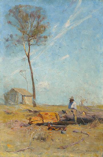 Arthur streeton Whelan on the log oil painting picture